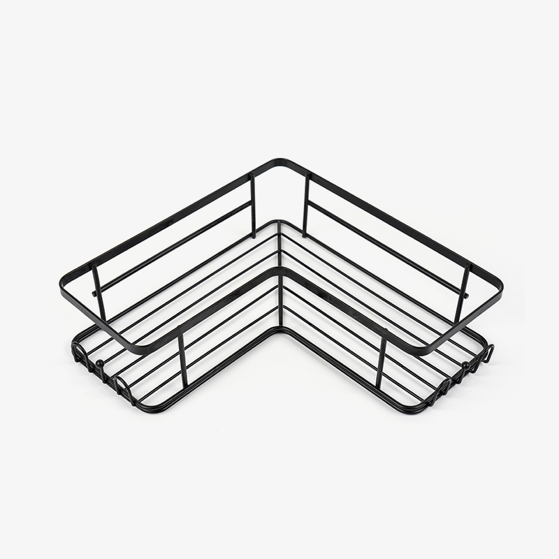 Siyah Köşe Duş Caddy Duvara Monte Paslanmaz Çelik