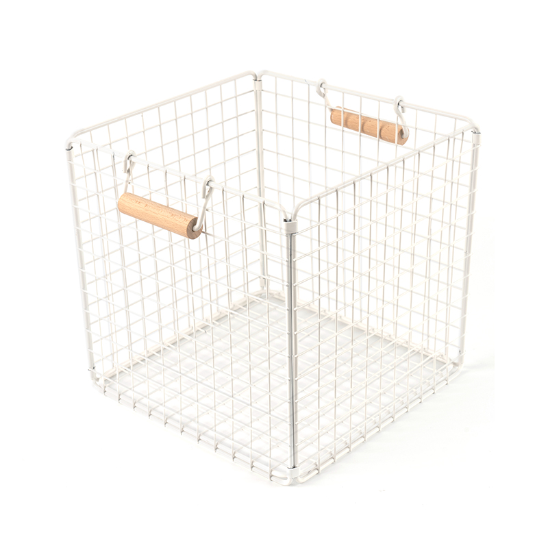 Kiler için Ahşap Saplı Tel Saklama Sepetleri