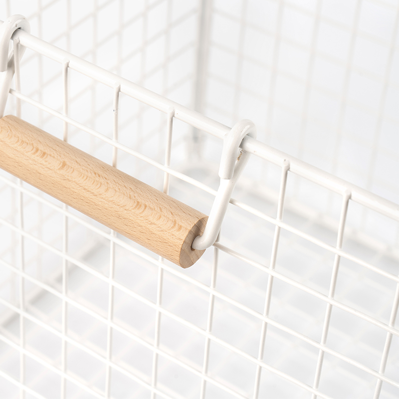 Kiler için Ahşap Saplı Tel Saklama Sepetleri