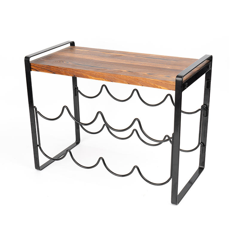 Rustik Ahşap Tezgah Şarap Rafı Şişeleri Montaja Gerek Yok