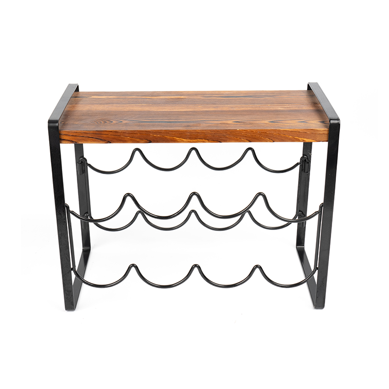 Rustik Ahşap Tezgah Şarap Rafı Şişeleri Montaja Gerek Yok