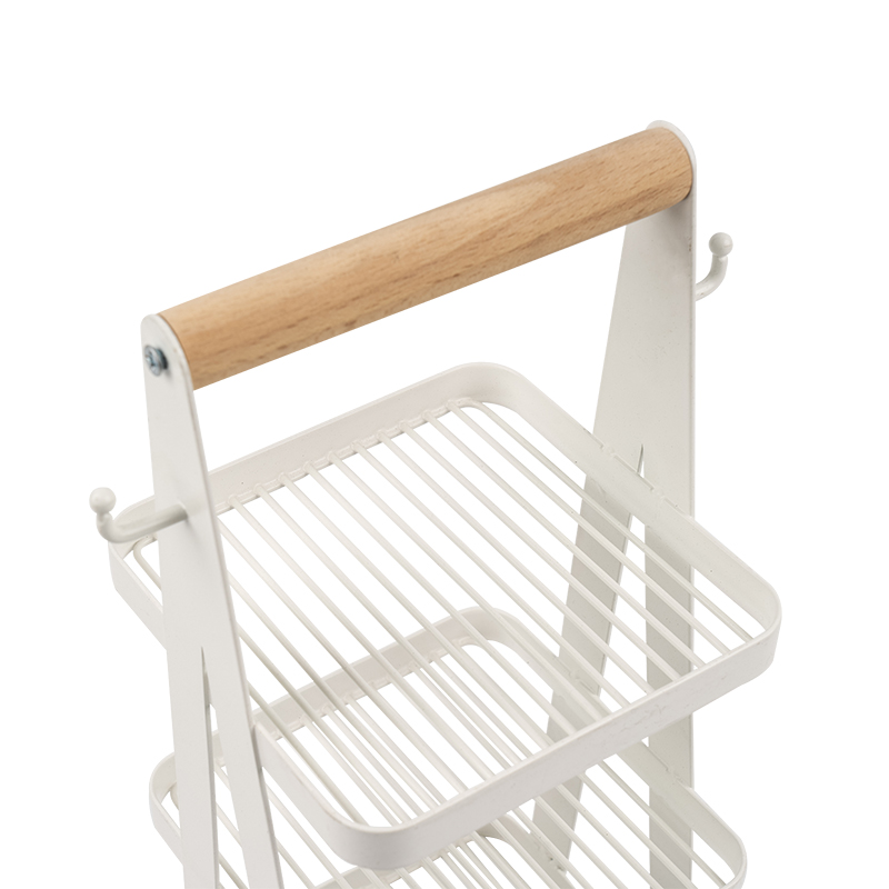 taşınabilir depolama sepeti 3 katmanlı ahşap saplı